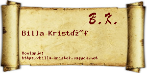 Billa Kristóf névjegykártya